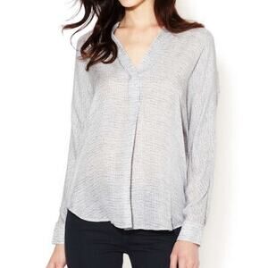 Vince Womens Gray White Printed Dolman Sleeve Silk Shirt Size S